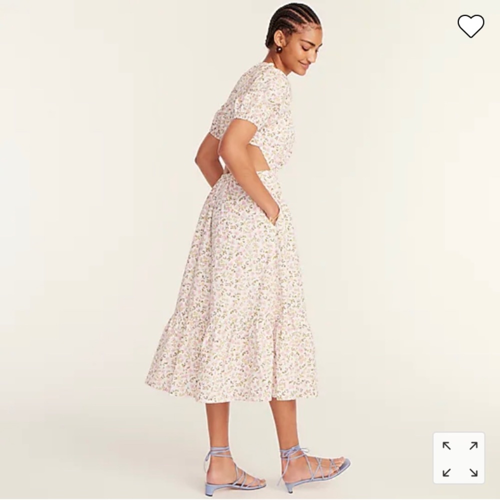 NWT J.Crew Side-Cutout Cotton Poplin Dress in Meadow Floral Tall 2